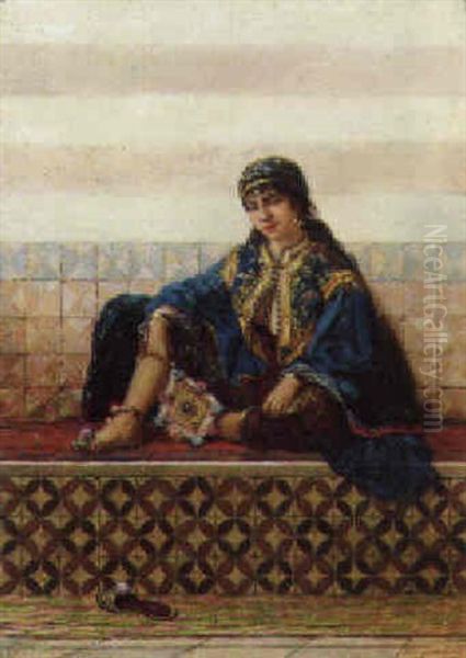 An Arab Beauty Oil Painting by Jan Baptist Huysmans