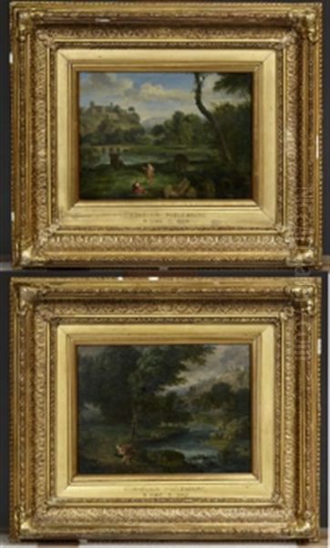 Paysages Classiques Animes De Personnages (pair) Oil Painting by Jan Baptiste Huysmans