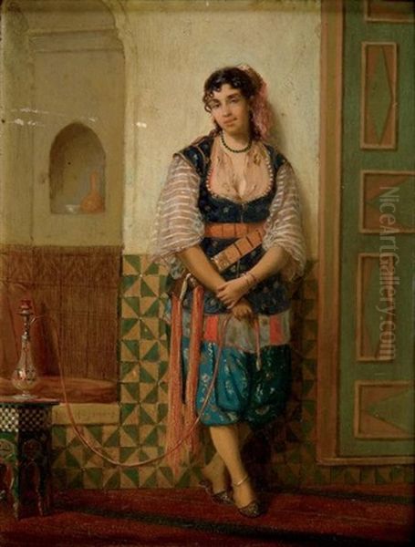 Jeune Orientale Au Narguile Oil Painting by Jan Baptiste Huysmans