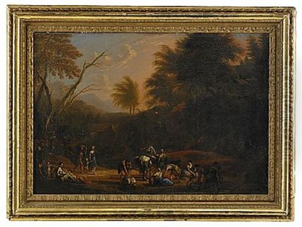 Landskap Med Figurstaffage Oil Painting by Jan Baptiste Huysmans