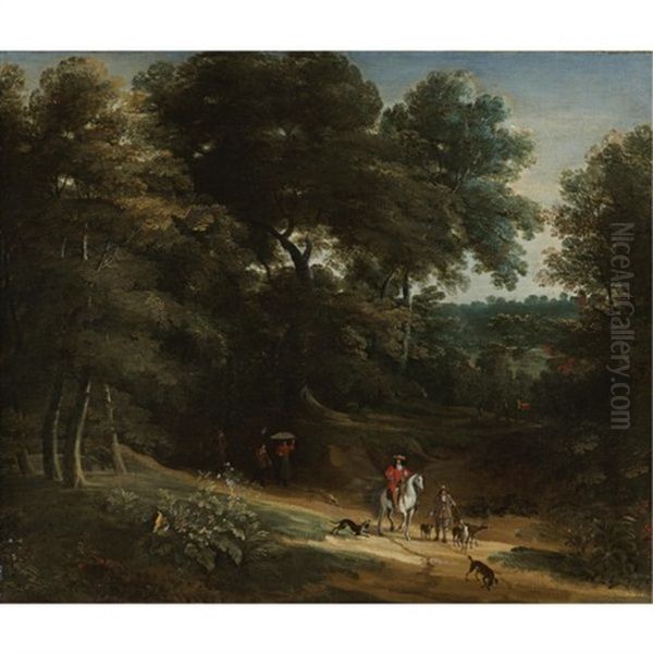 Landscape With Hunters Oil Painting by Jan Baptiste Huysmans