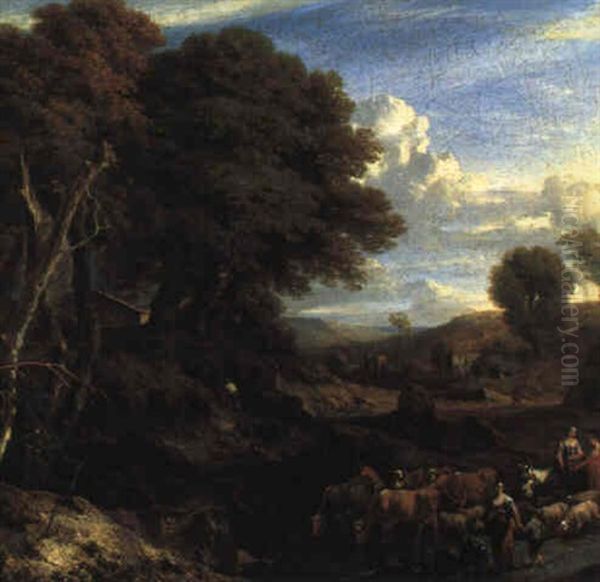 Landschaft Mit Einer Herde Oil Painting by Jan Baptiste Huysmans