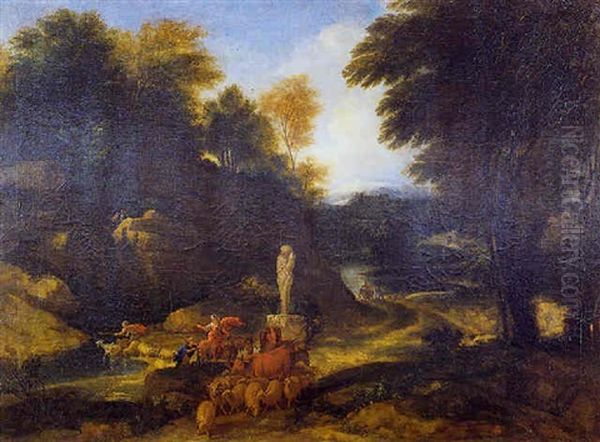 Paysage Ideal Oil Painting by Justus van Huysum the Elder