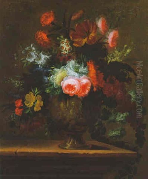 Blumenstauss In Einer Prunkvase Oil Painting by Jacob van Huysum