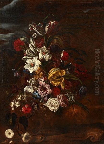 Bouquet De Fleurs Oil Painting by Jan Van Huysum