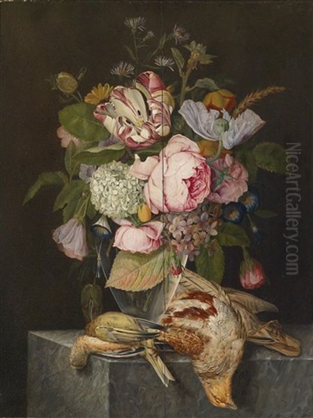 Blumenstillleben Mit Erlegten Vogeln Oil Painting by Jan Van Huysum