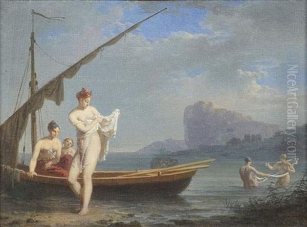 Nymphes Au Bain Oil Painting by Jan Van Huysum