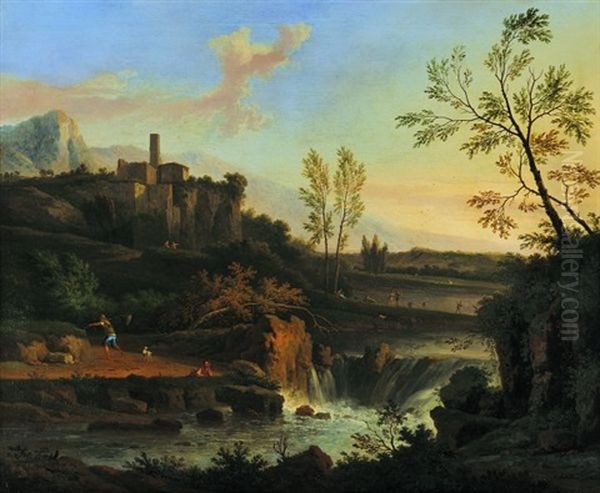 Paysage De Cascade Dans La Campagne Italienne Oil Painting by Jan Van Huysum