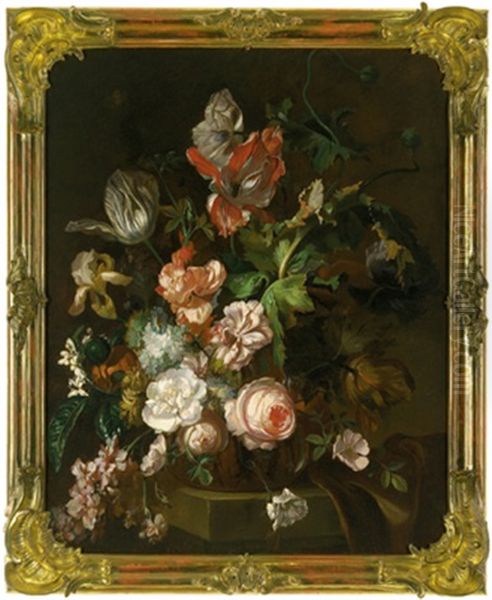 Blumenstraus In Einer Tonvase Oil Painting by Jan Van Huysum