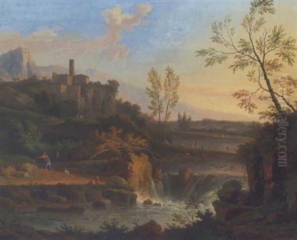 Italienische Flusslandschaft Oil Painting by Jan Van Huysum