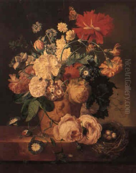 Blomsterstilleben Oil Painting by Jan Van Huysum