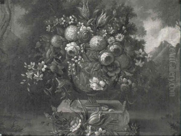 Blumenstilleben In Antiker Vase Oil Painting by Jan Van Huysum