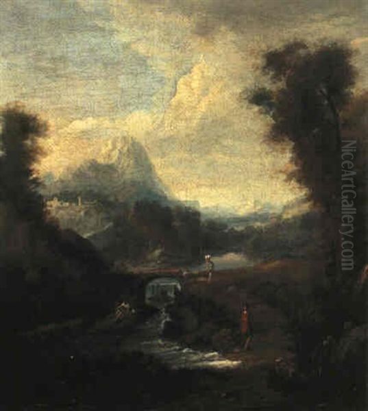 Sudliche Landschaft Mit Figurenstaffage Oil Painting by Jan Van Huysum