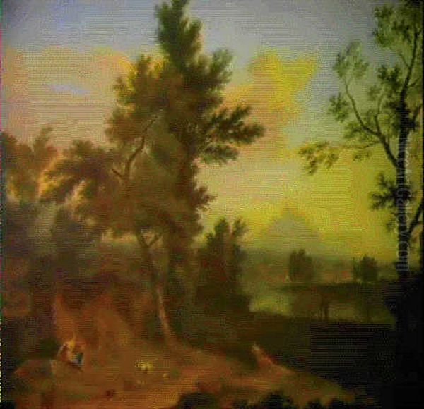 Paesaggio Italianizzante Con Figure Oil Painting by Jan Van Huysum