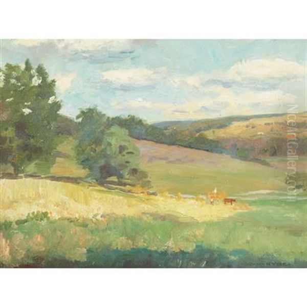 Sunlit Fields Oil Painting by William H. Hyde