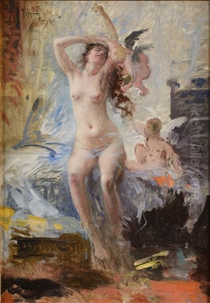 Venus With Amoretti Oil Painting by Vojtech Adalbert Hynais