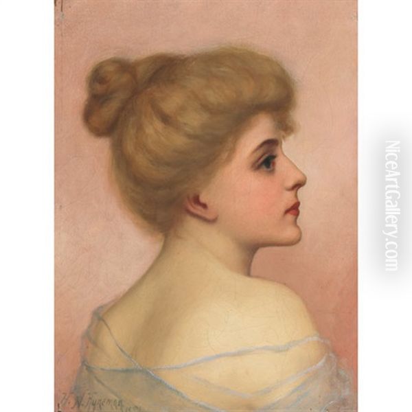 Profile Of A Lady Oil Painting by Herman N. Hyneman