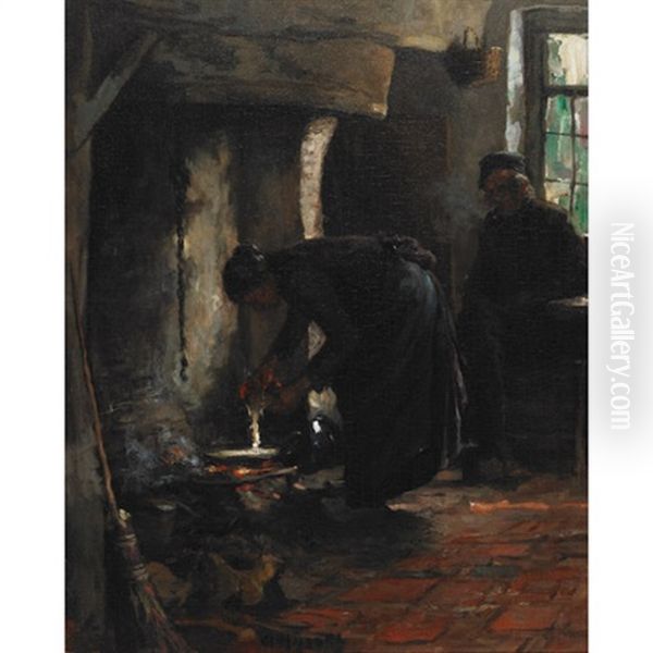 Preparing The Meal Oil Painting by Arend Hyner