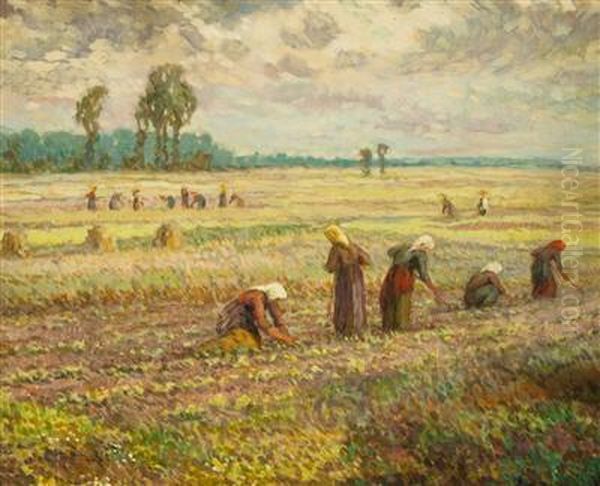 Women In The Field Oil Painting by Josef Barta