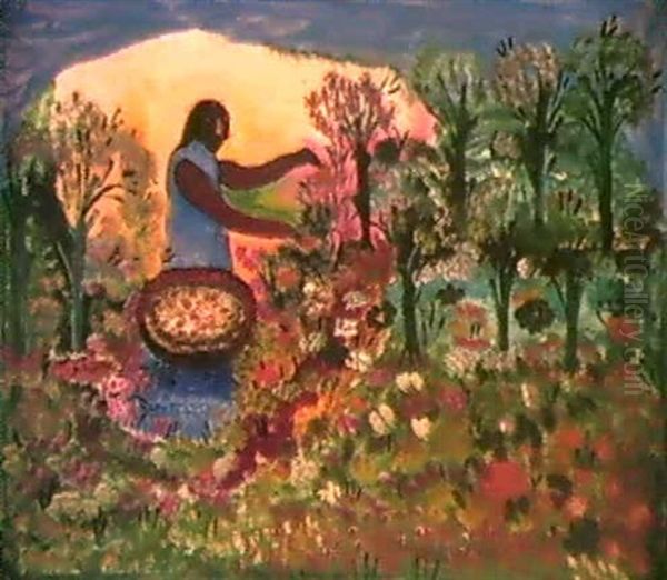 La Cueilleuse De Fleurs Oil Painting by Hector Hyppolite