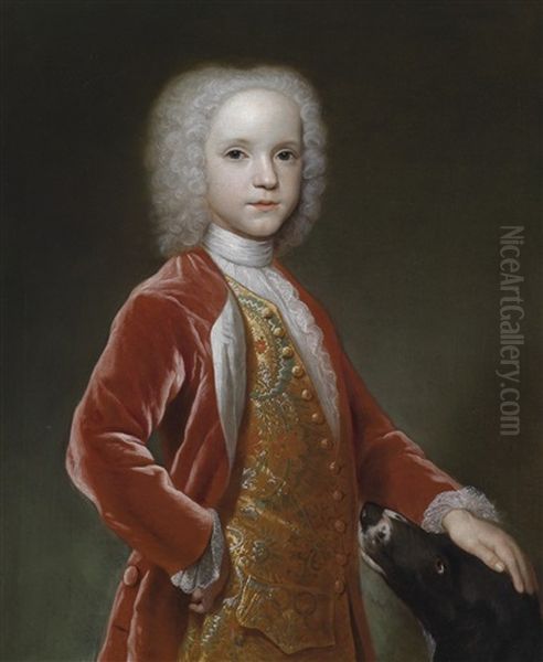 Portrat Eines Jungen Aristokraten Mit Seinem Hund, Traditionell Identifiziert Als George Bubb Dodington, 1st Baron Melcombe Oil Painting by Hans Hysing