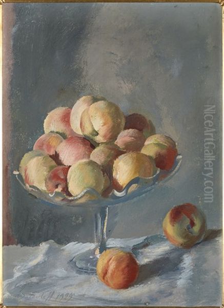 Still Life With Peaches Oil Painting by Alexander Evgenievich Iacovleff