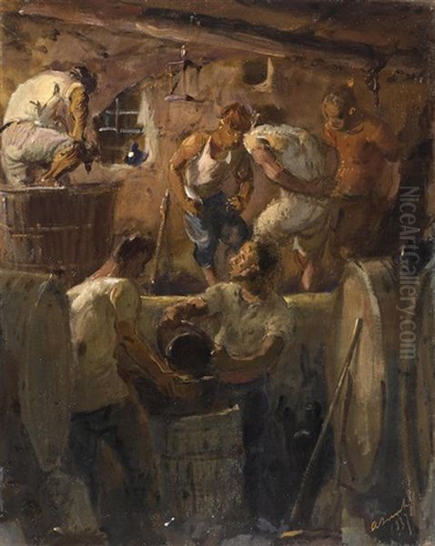 The Winepress Oil Painting by Alexander Evgenievich Iacovleff