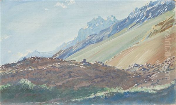 The Foothills Of Karakoram Mountain Oil Painting by Alexander Evgenievich Iacovleff