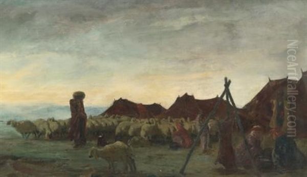 Nomads In The Region Of Meshed Oil Painting by Alexander Evgenievich Iacovleff