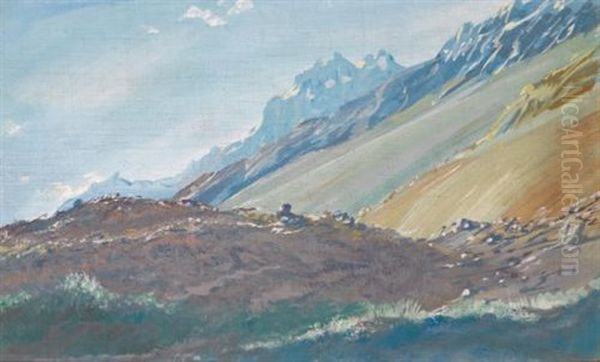 The Foothills Of The Karakoram Mountains Oil Painting by Alexander Evgenievich Iacovleff