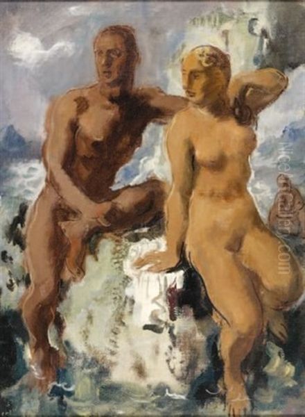 Triton Et Nereide Oil Painting by Alexander Evgenievich Iacovleff