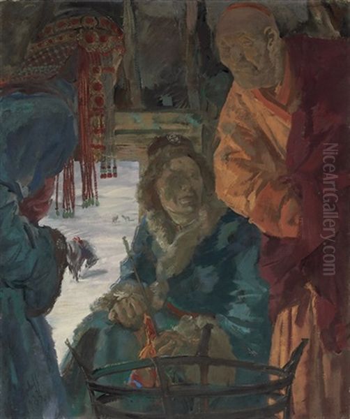 The Visit Of The Lama Oil Painting by Alexander Evgenievich Iacovleff