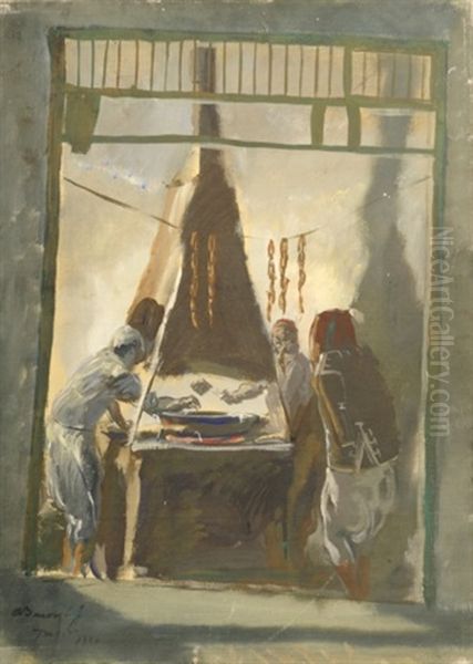 Sausage Makers In Tunis Oil Painting by Alexander Evgenievich Iacovleff