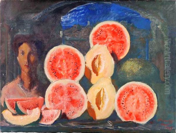 Watermelon Stall Oil Painting by Alexander Evgenievich Iacovleff