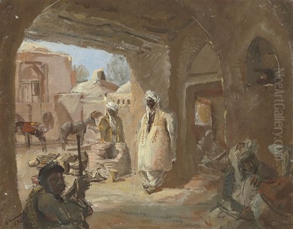 A Caravanserai In Afghanistan Oil Painting by Alexander Evgenievich Iacovleff