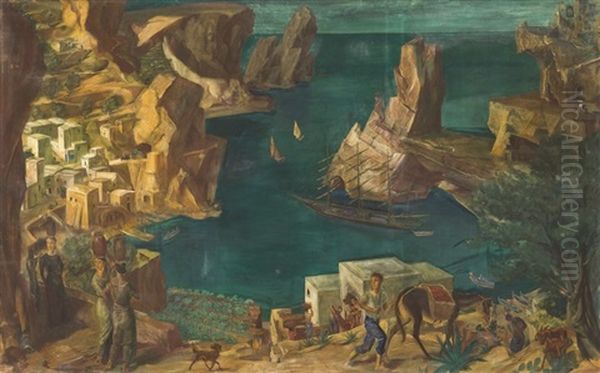 View Of Capri Oil Painting by Alexander Evgenievich Iacovleff