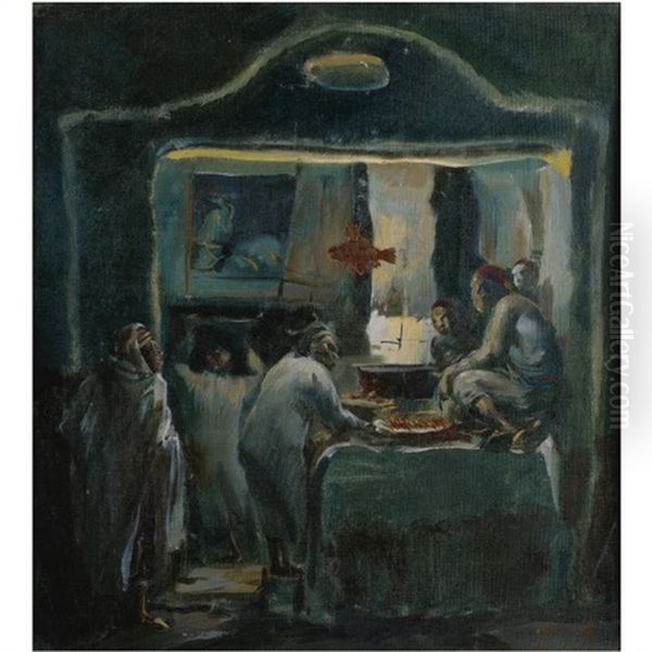 Tunisian Kitchen Oil Painting by Alexander Evgenievich Iacovleff