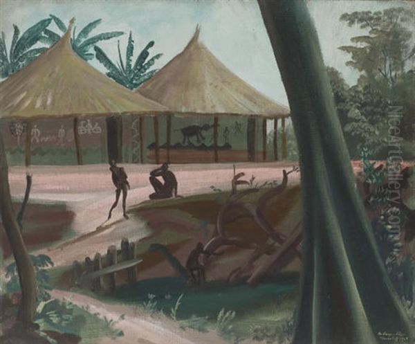 Etude De Village D'oubangui Chari Oil Painting by Alexander Evgenievich Iacovleff