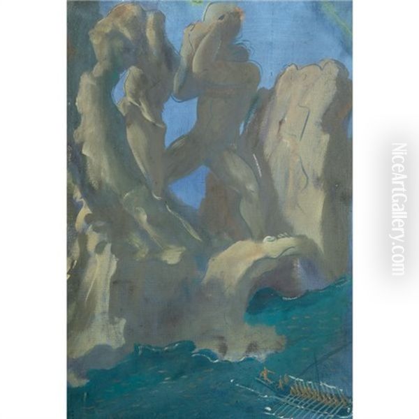 Polyphemus Throwing Boulders Oil Painting by Alexander Evgenievich Iacovleff