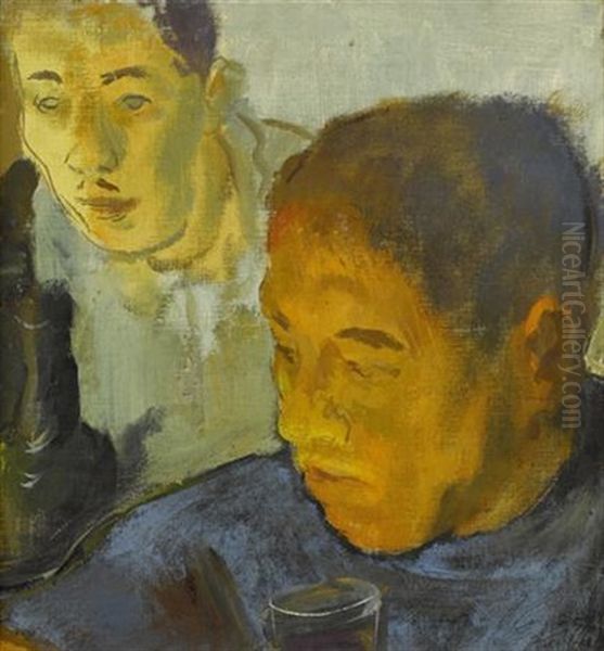 Double Portrait Oil Painting by Alexander Evgenievich Iacovleff