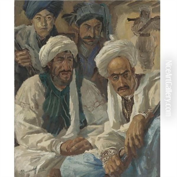 Group Of Afghans Oil Painting by Alexander Evgenievich Iacovleff