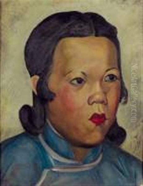 Portrait D'une Jeune Fille Chinoise Oil Painting by Alexander Evgenievich Iacovleff