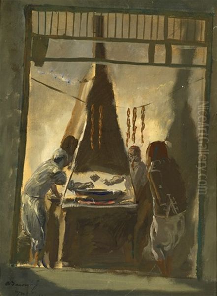 A Sausage Maker In Tunis Oil Painting by Alexander Evgenievich Iacovleff