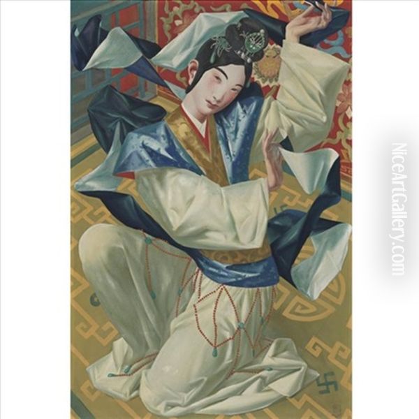 Kabuki Dancer Oil Painting by Alexander Evgenievich Iacovleff