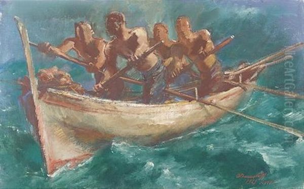 Fishermen Of Capri Oil Painting by Alexander Evgenievich Iacovleff