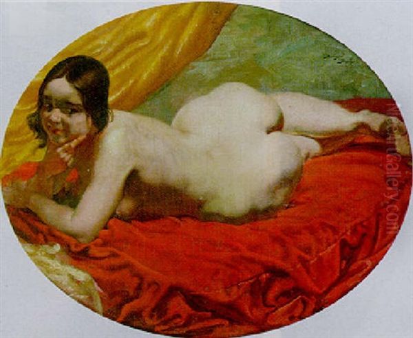 A Female Nude Oil Painting by Alexander Evgenievich Iacovleff