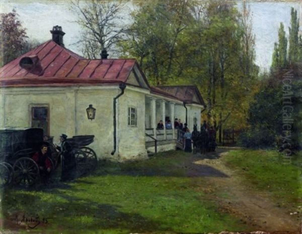 Cour Interieure D'un Manoir Russe Oil Painting by Mikhail Mikailovich Iarovoi