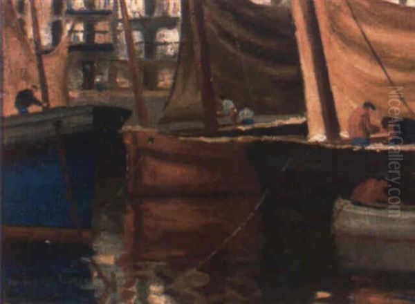 Barcas Oil Painting by Julian Ibanez de Aldecoa