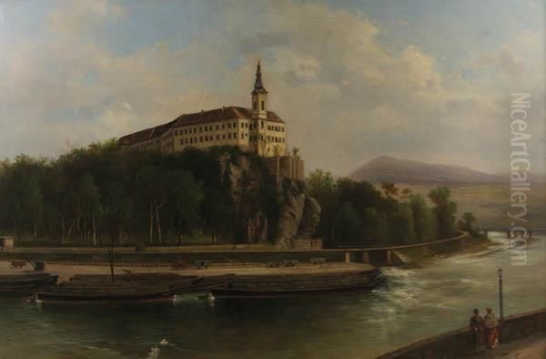 Chateau In Decin Oil Painting by Ludvik Bartak