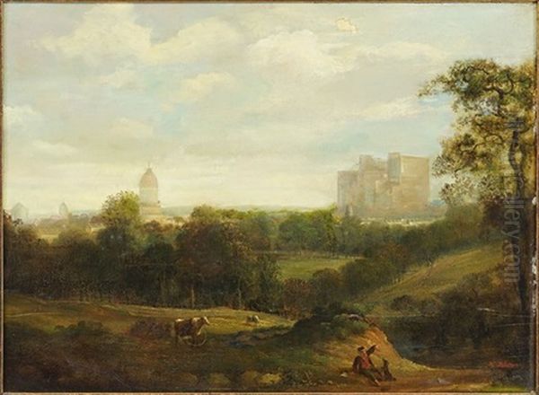 View Of Edinburgh Oil Painting by Julius Caesar Ibbetson